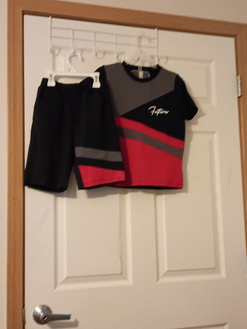 Two-Piece Colorblock Active Set - Red, Black & Gray